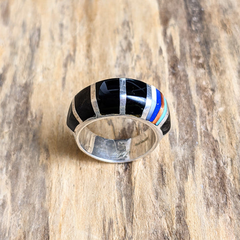 Onyx Inlay ring by Chas Ray - Size 7 3/4